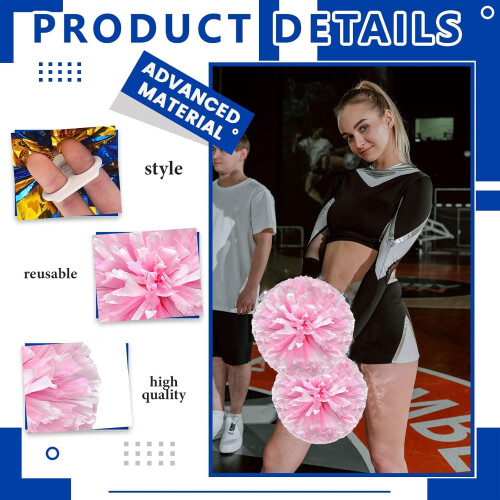 8 metalliske cheerleader-pomponer, 30 cm ringformet 2