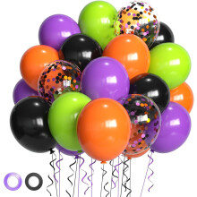 Halloween-Party-Ballons – 50 Stück 12-Zoll-Latexballons in Schwarz, Orange, Lila und Grün zur Dekoration