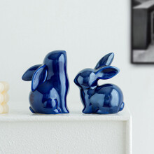 Ceramiczna ozdoba wielkanocna w kształcie króliczka do wystroju domu