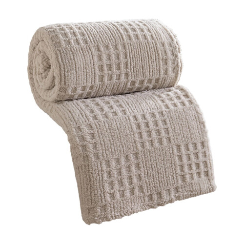 Polyester Waffle Jacquard Blanket Brown 100x150cm 1