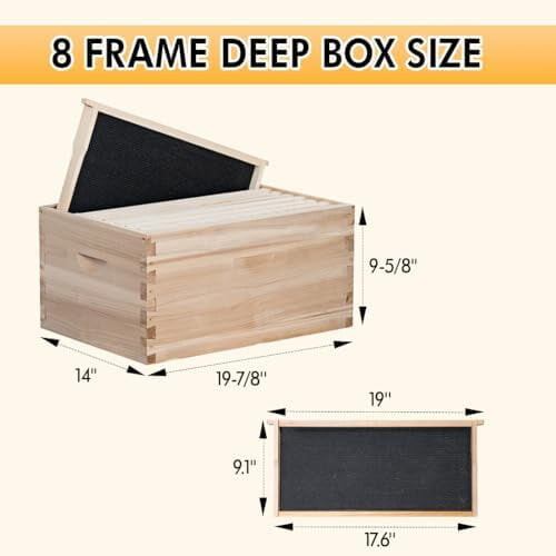 8 Frame Deep Bee Hive Box, Langstoth Deep Brood Bee Box for Beekeeper,Include Beehive Frames and Wax Foundations (unassembled)$$Animal Other 2