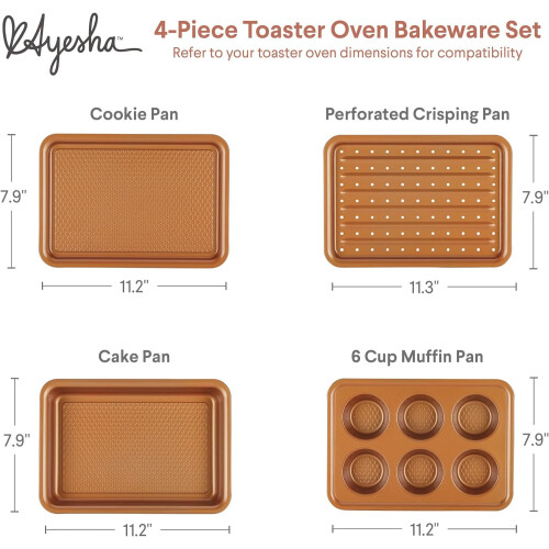 Curry Nonstick Bakeware Toaster Oven Set - 4 Piece Copper Brown 1
