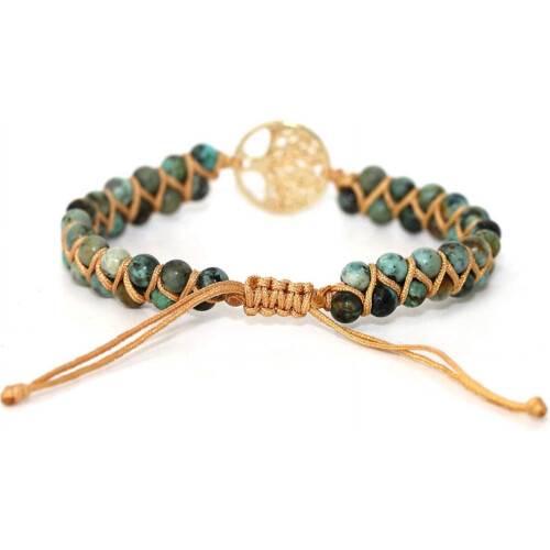 Boho Green Jasper Wrap -rannekoru, luonnonkivi 1