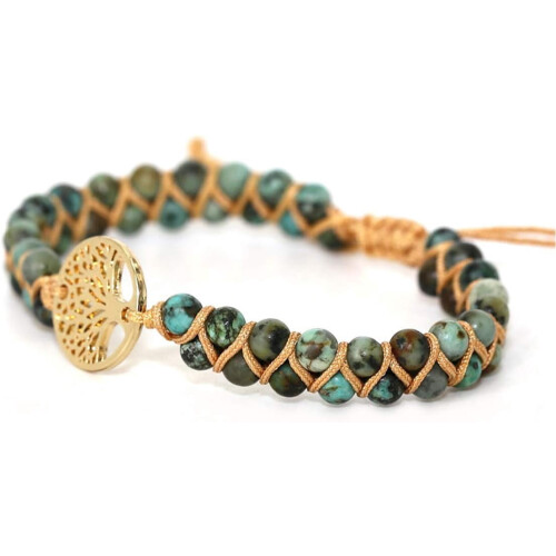 Boho Green Jasper Wrap -rannekoru, luonnonkivi 2