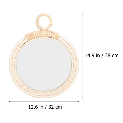 Miroir mural en osier beige 33 x 26,5 cm 2