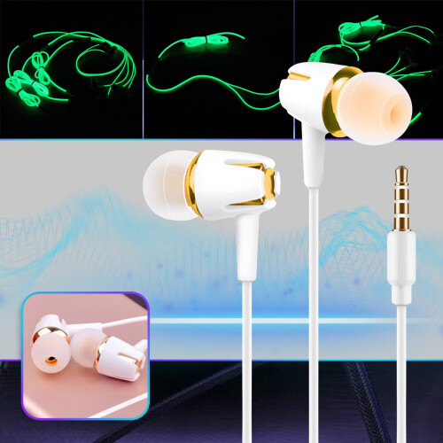 Fones de ouvido intra-auriculares luminosos com fio, microfone e graves. 1