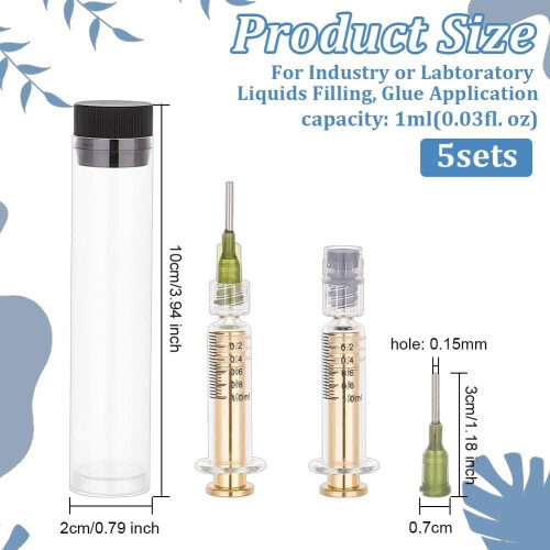 Seringi de sticlă cu vârf bont Luer Lock 1ml 5 buc 1