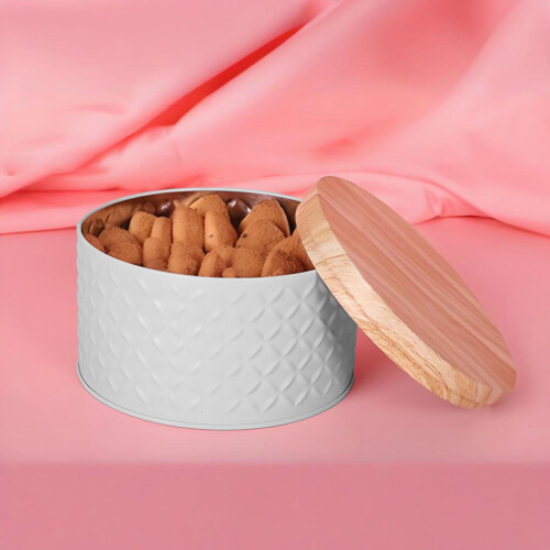 White Round Iron Storage Box 3.943.942.36 In 1