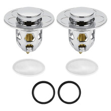 Rostfritt Stål, Rebound Kärna Push Type Sink Plug, Universal - Avloppssil med Anti-Clogging Sil 34-40 mm