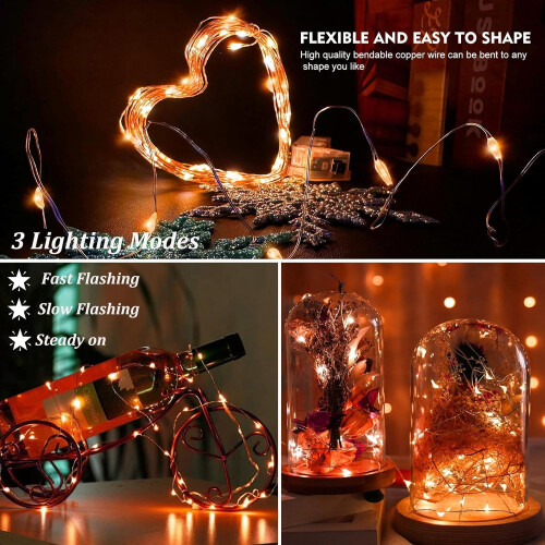 NestE LED fairy lights 7ft waterproof 12-pack orange 1