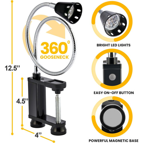 Magnetisk BBQ Grilllys LED Fleksibel Svanehals Sort 1-pak 2