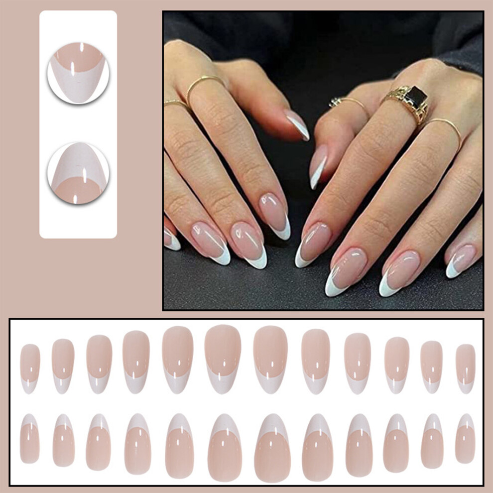 Dachuang Beauty (Jelly Glue Model) 24Pcs Almond Press-On Nails, Glossy Diy Manicure Kit