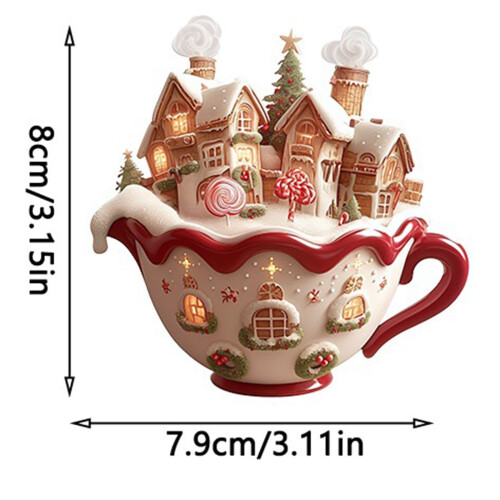 Χριστουγεννιάτικο ακρυλικό στολίδι με ζεστό κακάο, κόκκινο φλιτζάνι καφέ, 1 τεμ. 2