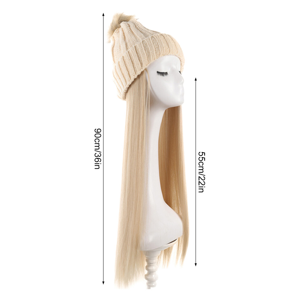 Penghui-Toys Unisex Black,Cream (Beige At1207 88 18) Women\'S Winter Wig Hat With Black Synthetic Hair