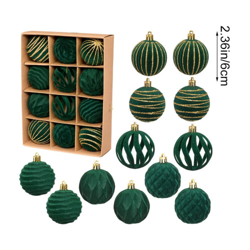 Set mit beflockten Weihnachtskugeln – 12-teiliges Dekorationsset 2