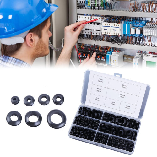 260pcs Rubber Wire Sleeve Set Easy Cable Organization Solution Flexible Rubber Wire Seals with Storage Box Assorted set 2