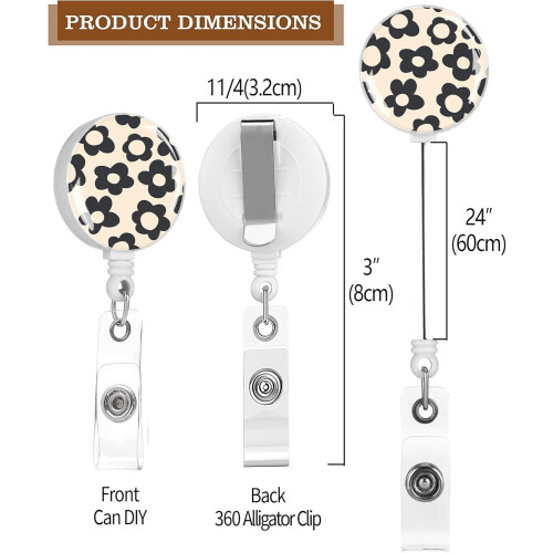 Einziehbarer Ausweishalter, schwarzes Blumendesign, 2er-Pack 1