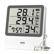 1219 Large Screen High Precision Thermometer and Hygrometer Indoor and Outdoor Dual Temperature Display Timer Calendar