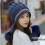 Cappello e sciarpa in maglia da donna, modello pullover, blu navy, taglia unica 2