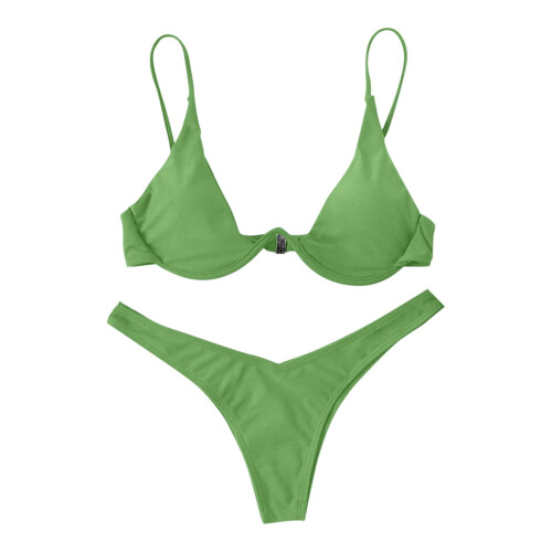 Dame bikinisett med bøyle, grønn M 1