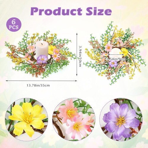 Krans med blomsterlysringe 7,5 cm 6 stk. 2