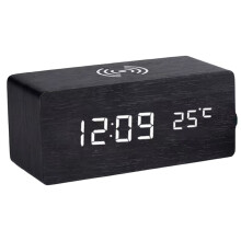 Réveil Numérique avec Chargement Sans Fil, Horloge LED avec Heure, Date, Température, Horloge de Bureau, Horloge de Chevet.