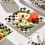 Porcelain Square Dinnerware Set for 4, Black and White 4