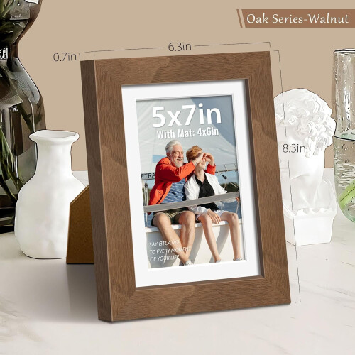 5x7 Picture Frames 2 Pack – Brown Walnut Wood with HD 1