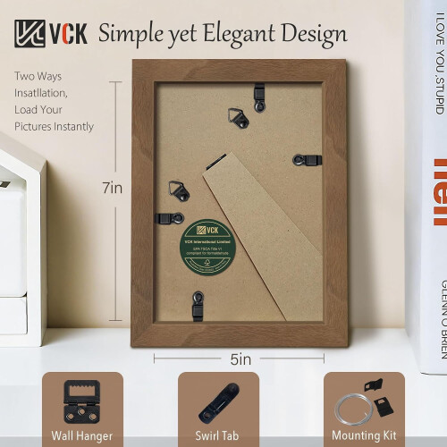 5x7 Picture Frames 2 Pack – Brown Walnut Wood with HD 2