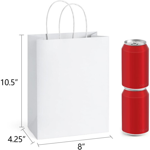Λευκές τσάντες δώρου Kraft με λαβές 8x4,25x10,5in25 τεμάχια 1