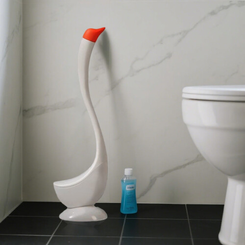 Set di scopino per WC a forma di cigno con supporto (1 pezzo) 2