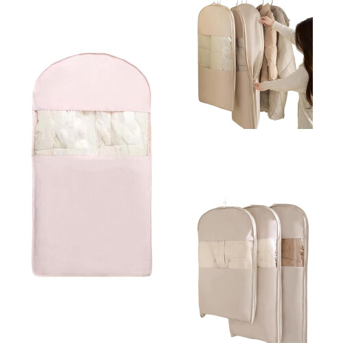 Ophangbare opbergtas van perzikkleurig fluweel, roze, medium