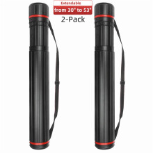 2-Pack Telescoping Art Tube (30"-53"), Waterproof & Light Resistant, with Strap – Black XL, Compatible with Posters, Art, Docs, Fishing Rods