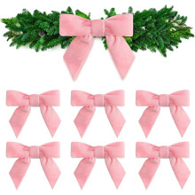 Mini sammetsrosa julrosetter 7,5 cm 7 st
