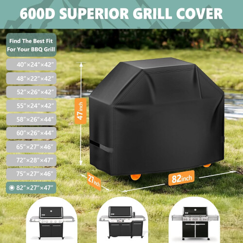 Housse de barbecue extra large 82 pouces, 600D imperméable