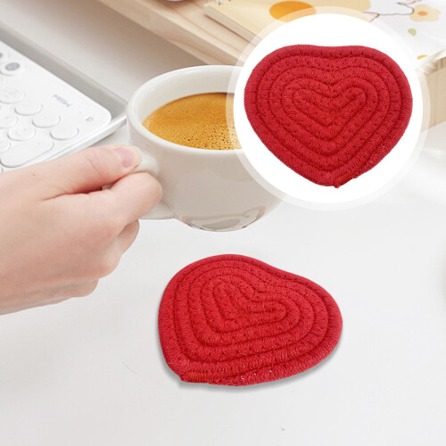 Posavasos de algodón con forma de corazón hecho a mano – aislante, lavable, 1