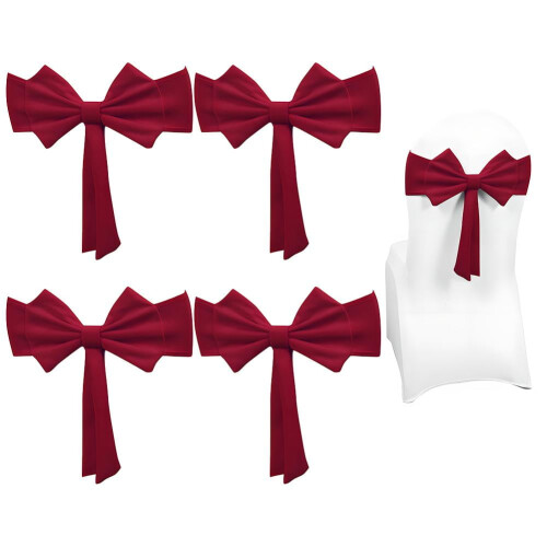 Red satin chair bow ties set elastic back 12 pcs