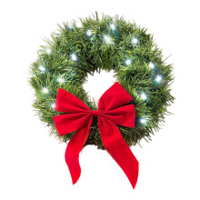 14 inch Christmas wreath with red bows and lights