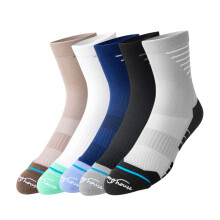 5 Pack Men's Nylon Mid-Calf Athletics Socks, Thickened Elastic Socks, Comforty Absorbent Stocking for Running Basketball, Earthy Yellow