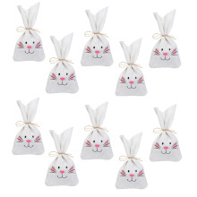 10er-Packung Stoffbeutel mit Osterhasenmotiv und Kordelzug