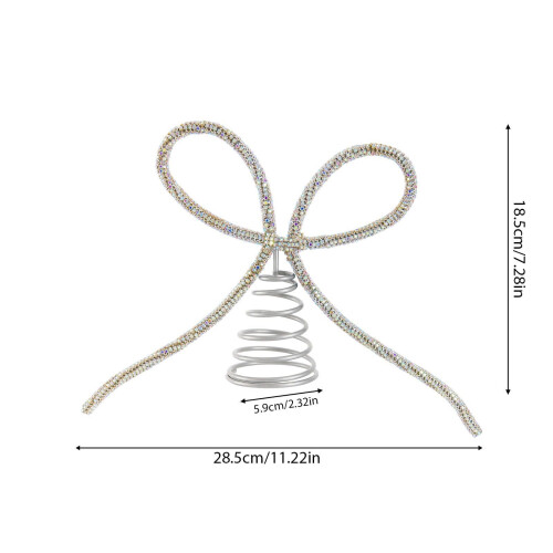 Metal Rhinestone Bow Tree Topper Silver 11.22x7.28 in 1