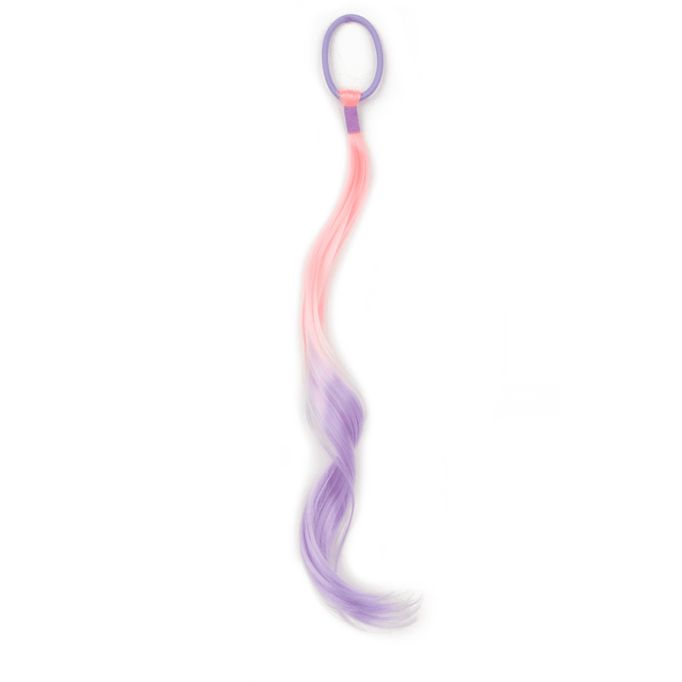 Unisex 14 Inch Lightweight Colored Hair Extensions Colored Hair Extensions Synthetic For Kids Curly Ponytail Extension With Elastic Tie
