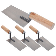 Raindrops 4-Piece Concrete Finishing Tool Set with Ergonomic Wooden Handles and Steel Blades for Smooth