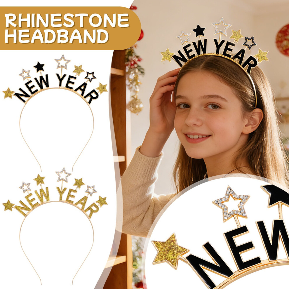 New Year Headband for Women Gold Star Hairband 1pc