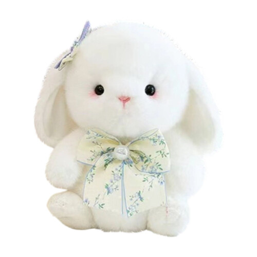 Lapin fleuri en peluche, doux et câlin, 30 cm