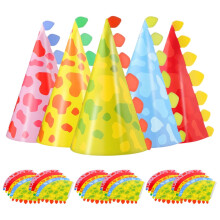 OULII40 Chapeaux d'anniversaire dinosaures, couleurs assorties, cônes en papier, accessoires de fête pour des anniversaires amusants