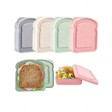 Boîte à lunch portable en fibre de bambou (lot de 4) pour pain grillé et sandwichs - Fournitures scolaires - Cadeau de Noël