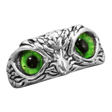 Anello a forma di gufo in argento, stile vintage, unisex, con fascia aperta.