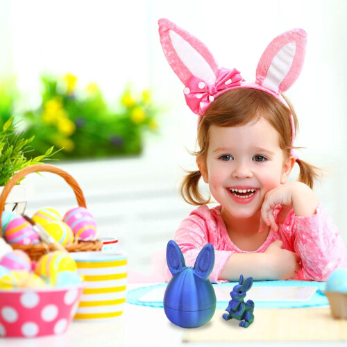 3D Printed Easter Eggs, 3.3" Mini Prefilled with Bunny, PLA Easter Toys, Basket Stuffers – Compatible with Easter Egg Hunts