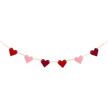 Guirnalda de cuentas de madera con corazones para el Día de San Valentín, estilo rústico.